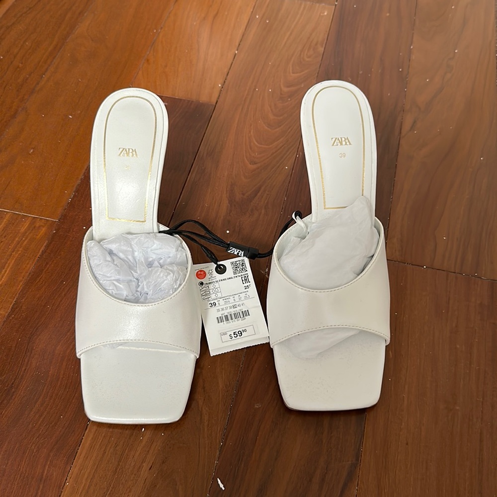 Zara White Mules